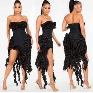 Black Women’s Bandage Ruffle Dress
